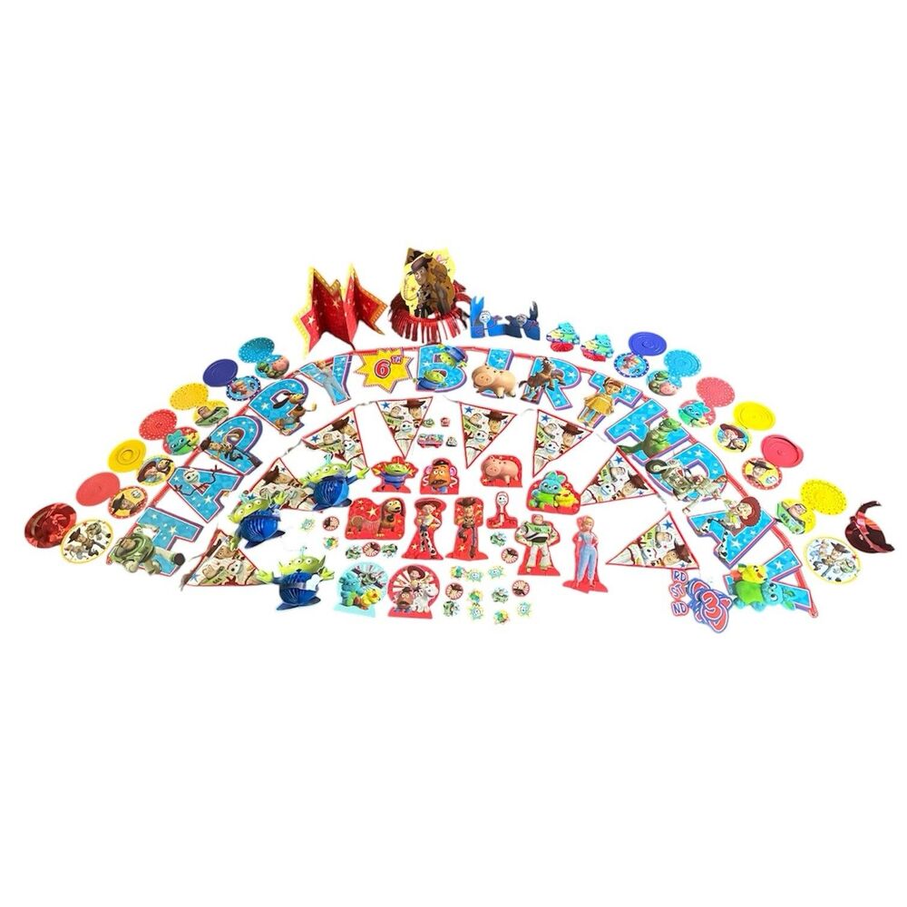 Toy Story 4 Birthday Party Decorations Lot of 60+ Disney Pixar Woody Buz Forky